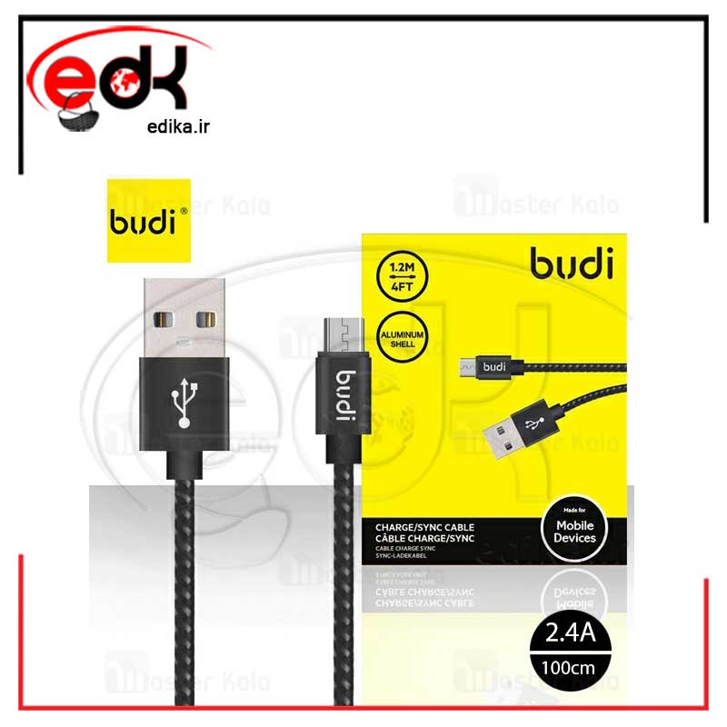 کابل میکرو یو اس بی بودی Budi Micro USB Cable توان 2.4 آمپر