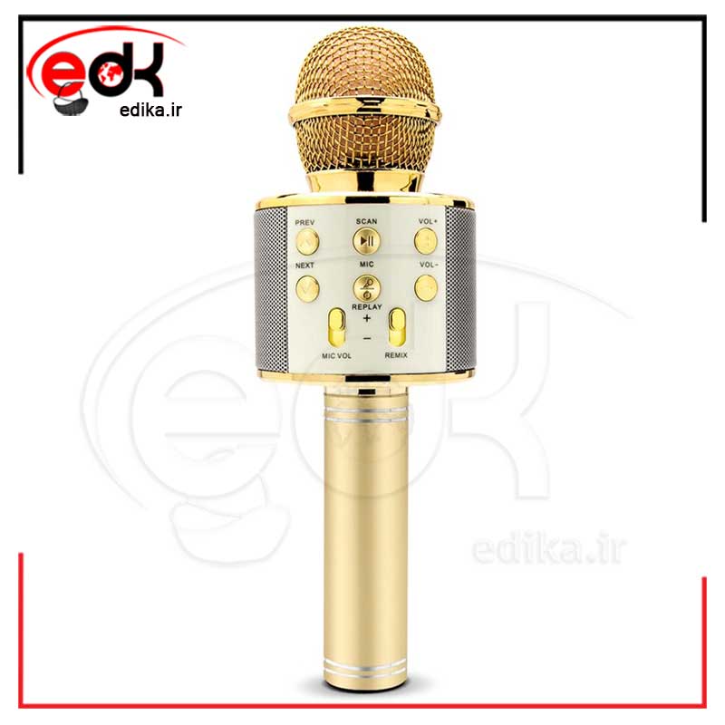 ميکروفن بيسيم بلوتوث دار+اسپيکر باکیفیت WSTER WS-858 رنگ نقره ای ...